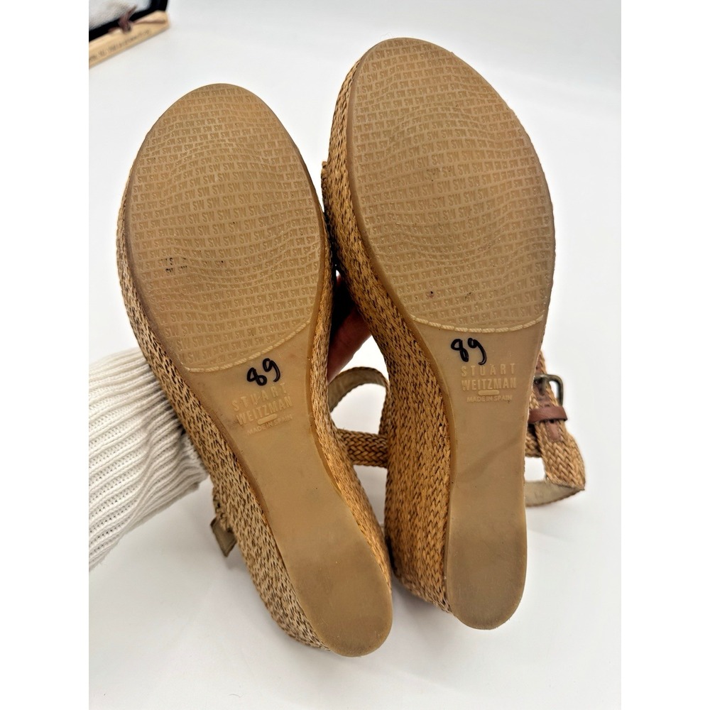 Stuart Weitzman Womens 10 M Barbados Rattan Raffia Strappy Sandal Quiet Luxury - Picture 8 of 15